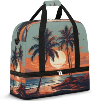 Beach Sunset Serenity Travel Duffel Bag, Travel Essentials, Gym Bag for Women, Weekender Overnight Bag With Shoes Compartment, Carry On Bags for Airplanes