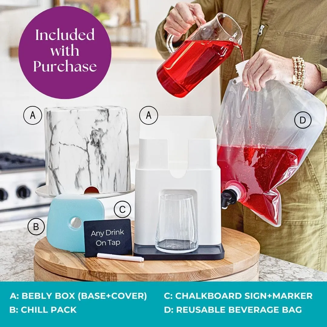 BEBLY Premium Box Wine Dispenser and Drink Dispenser | 3L Cork Design | Includes a 3 Liter Reusable, Freezable BPA Free Bag for Any Beverage | Insulated to Chill Drinks Inside or Outside for Hours
