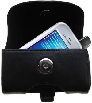 Belt Mounted Leather Case Custom Designed for The HTC 6700Q Qwest - Black Color with Removable Clip
