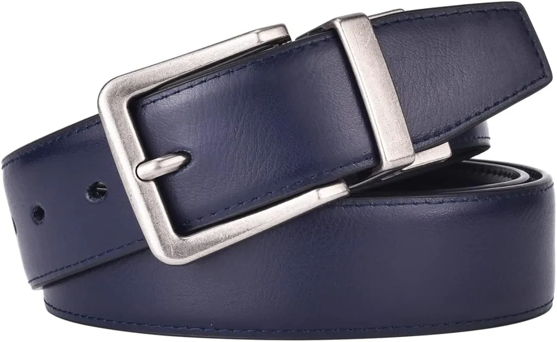 Beltox Men’s Belts Reversible Leather 1.25” Wide 1 for 2 Rotate Buckle Gift Box