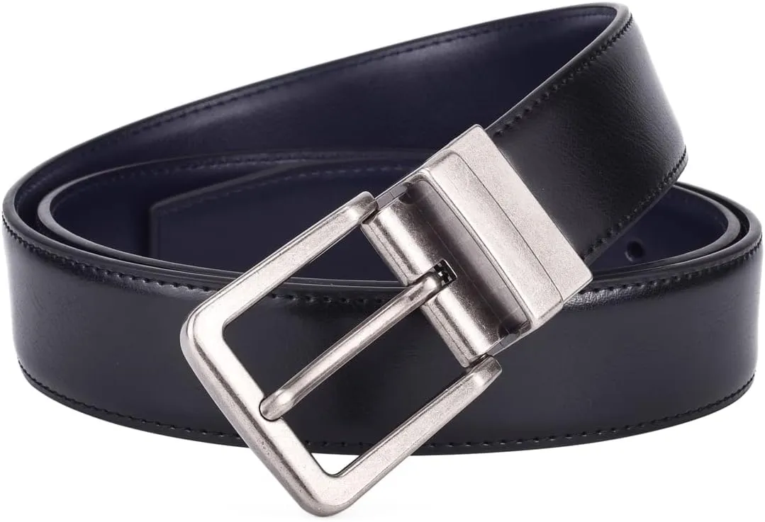 Beltox Men’s Belts Reversible Leather 1.25” Wide 1 for 2 Rotate Buckle Gift Box