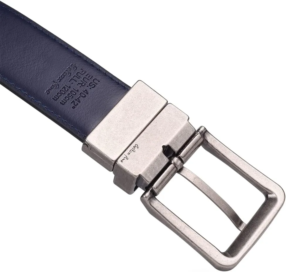 Beltox Men’s Belts Reversible Leather 1.25” Wide 1 for 2 Rotate Buckle Gift Box