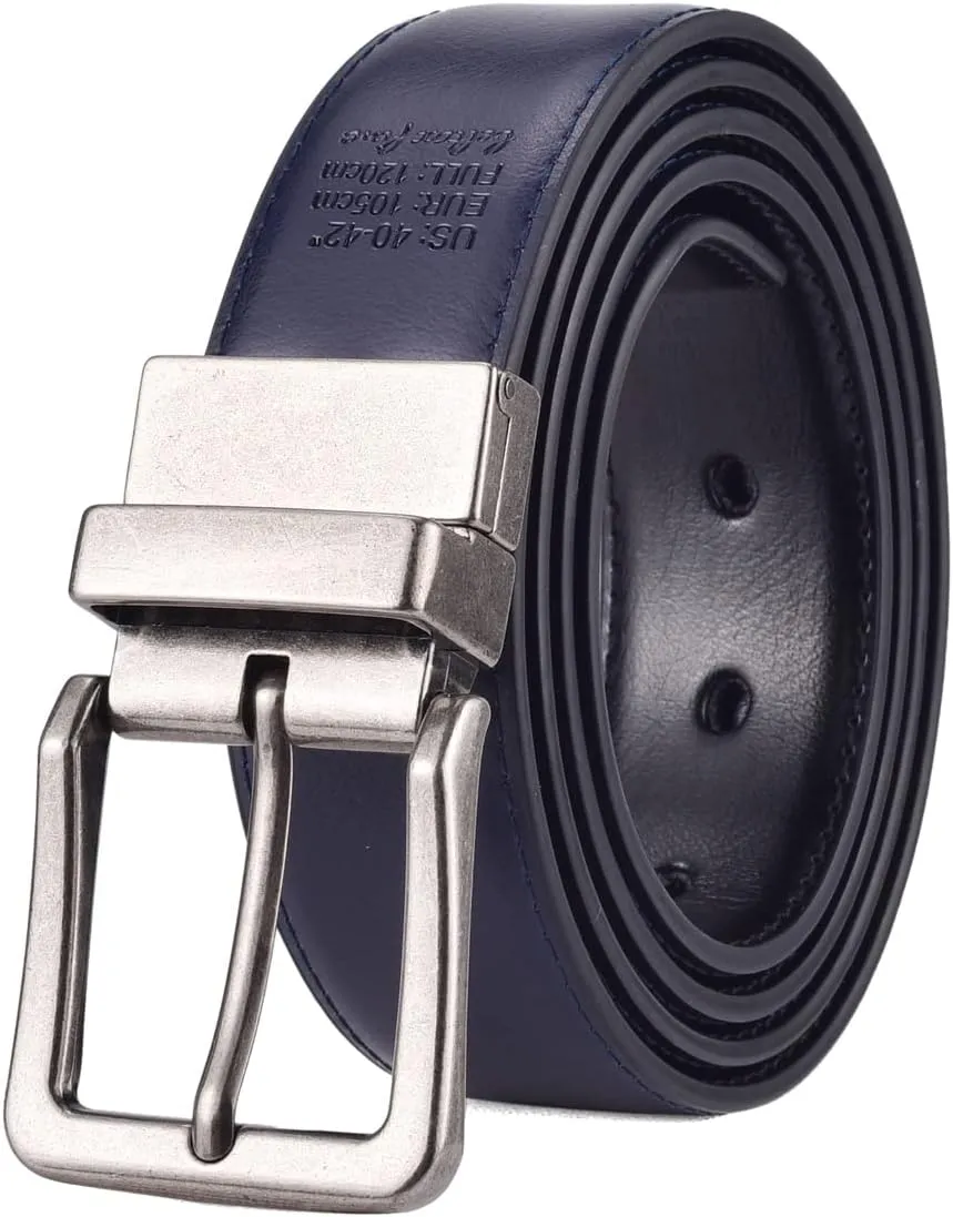 Beltox Men’s Belts Reversible Leather 1.25” Wide 1 for 2 Rotate Buckle Gift Box