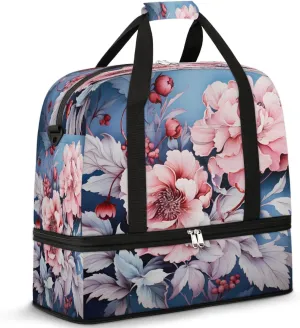 Berry Petal Elegance Travel Duffel Bag, Travel Essentials, Gym Bag for Women, Weekender Overnight Bag With Shoes Compartment, Carry On Bags for Airplanes