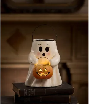 Bethany Lowe Designs - Sweet Boo with Pumpkin Bucket Paper Mache - TJ2310