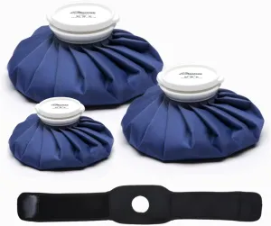 BICAREE Ice Packs for Injuries Reusable, Ice Cold Pack, Ice Bags Hot Water Bag for Hot & Cold Therapy and Pain Relief, 3 Ice Packs, 3 Sizes (6"/9"/11"), No-Leak Elastic Breathable Ice Bag
