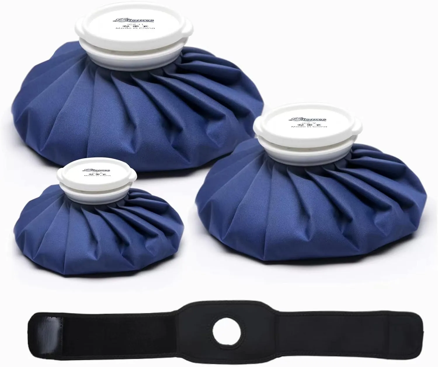 BICAREE Ice Packs for Injuries Reusable, Ice Cold Pack, Ice Bags Hot Water Bag for Hot & Cold Therapy and Pain Relief, 3 Ice Packs, 3 Sizes (6"/9"/11"), No-Leak Elastic Breathable Ice Bag