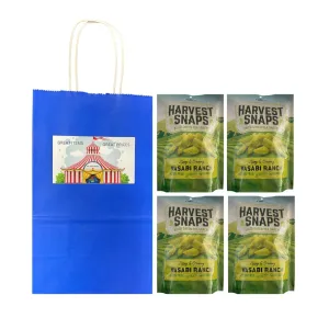Big Top Deals USA Blue Paper Bag with Harvest Snaps Veggie Chips Wasabi Ranch (3oz Bags) – 4-Pack Custom Bundle