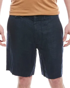 Billy Reid Mens Moore Linen Short, 32 Carbon Blue