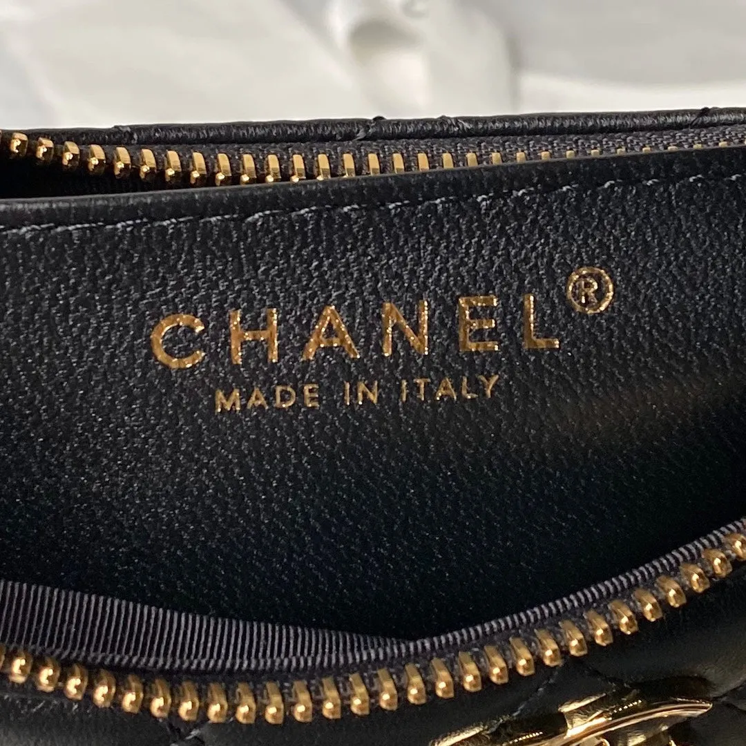 black CHANEL bag gold hardware Practical design Expiring soon 24p 20cm hobo lambskin