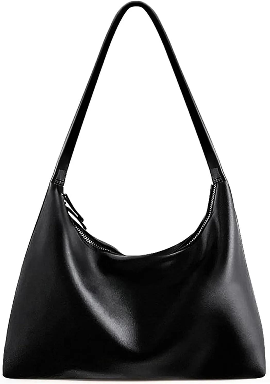 Black Shoulder Bag Leather Hobo Bags for Women Slouchy Tote Handbag Shoulder Purses for Women Trendy Everyday Bag