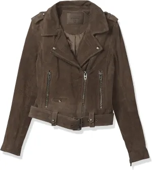 [BLANKNYC] womens Luxury Clothing Cropped Suede Leather Motorcycle Jackets, Comfortable & Stylish Coats