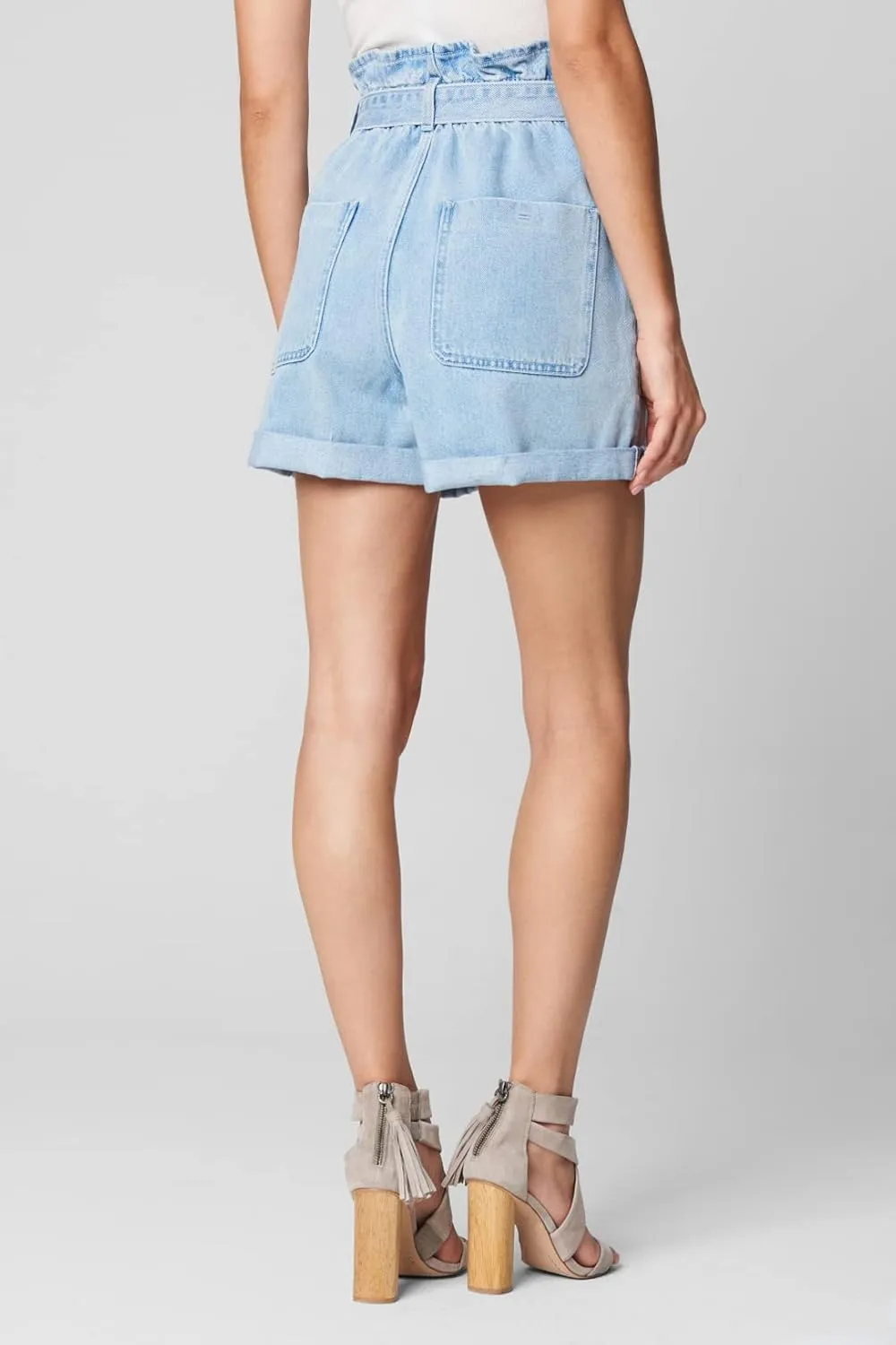 [BLANKNYC] Womens Luxury Clothing Paper Bag Cuffed Denim Shorts with Self Belt