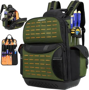 BLISSWILL Tool Bag Backpack for men,Heavy Duty Tool Backpack Bag with Waterproof Molded Base，62 Pockets/40 Loops Heavy Duty Tools Organizer Bags/Electrician/Industrial/Construction Work Backpack