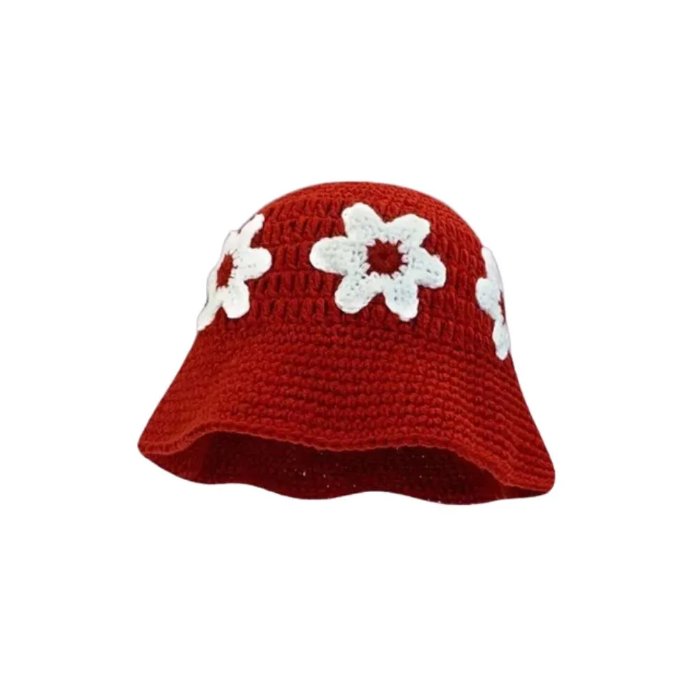 Blossom Boldly Red Crochet Bucket - Fushia