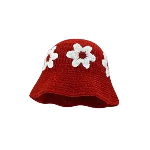 Blossom Boldly Red Crochet Bucket - Fushia