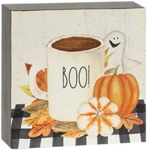 Blossom Bucket 226-30359 Boo Halloween Block Sign, 4-inch Square