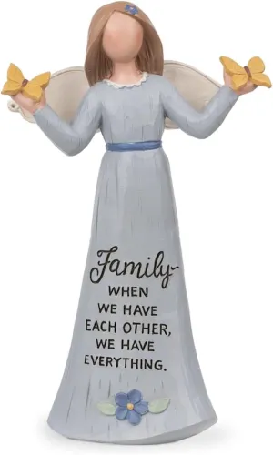 Blossom Bucket Angel with Butterflies, Decorative Statue, 5.25 x 3.25 x 2 inches, Family Have Each Other