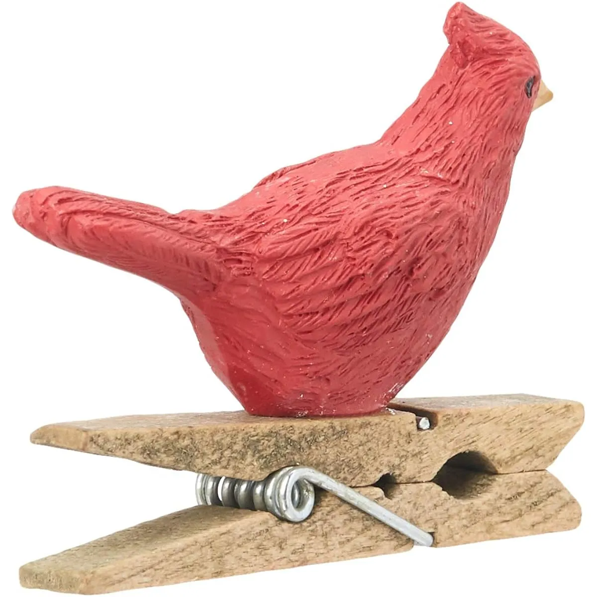 Blossom Bucket Red Bird Clip 2 x 2 inch Resin Stone Christmas Ornaments, Set of 2