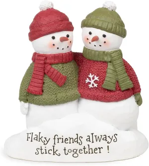 Blossom Bucket Snowmen with Flaky Friends Always Stick Together Sentiment, 4 inches Tall