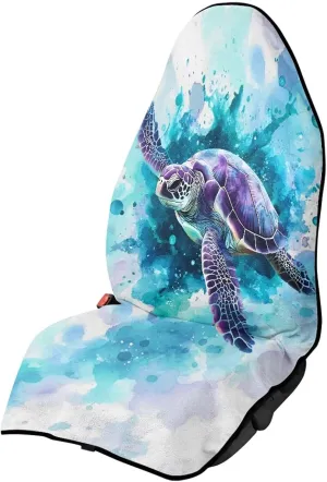 Blue Turtle Car Seat Cover Front Seats Only Universal Fit Most Cars Easy to Install Anti-Slip Back Fabric Waterproof Bucket Towel Seat Covers for Trucks SUV Jeep