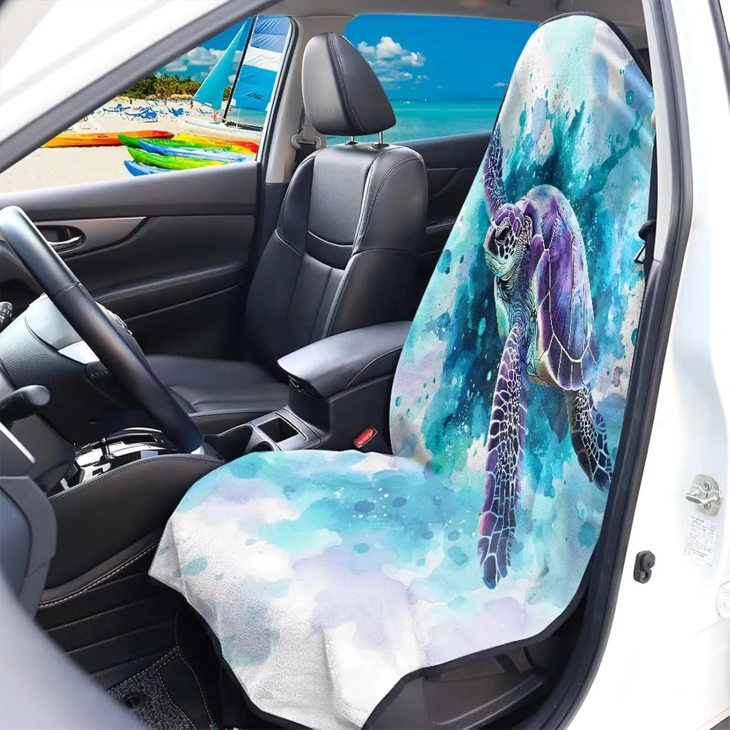 Blue Turtle Car Seat Cover Front Seats Only Universal Fit Most Cars Easy to Install Anti-Slip Back Fabric Waterproof Bucket Towel Seat Covers for Trucks SUV Jeep