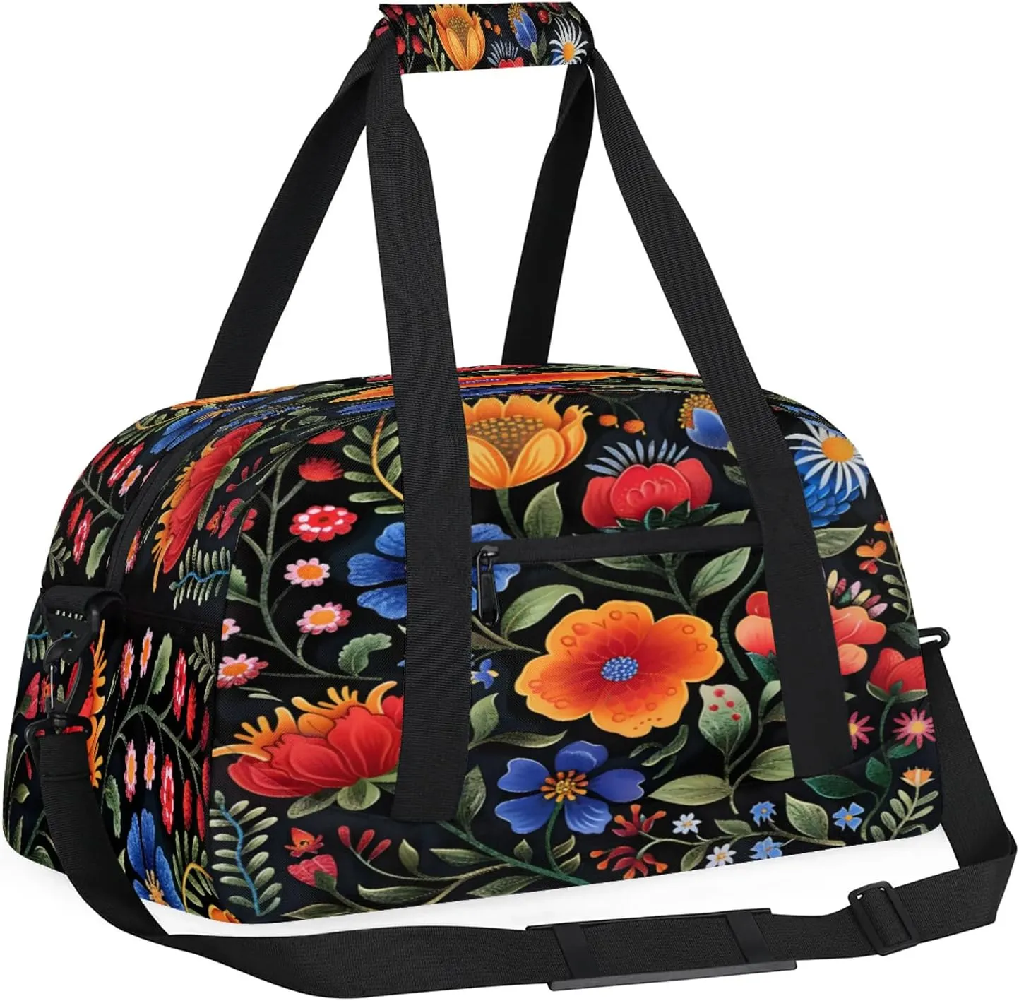 Boho Flower Small Gym Bag 18 inch Carry On Duffel Bag for Weekender Travel Sports Workout Yoga Gymnastics Dance Ballet