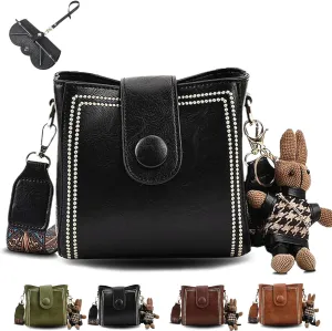 Bootara Bucket Bag, Vintage Fashion Bag with Adjustable Wider Shoulder Strap for Women with Cute Rabbit Pendant