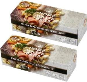 BOS Odor-Sealing Kitchen, Home & Food Small Trash Bags for Waste- Disposable Bags - Scent & Smell Free [Size S, Color White] (90 count, Pack of 2) (180 Bags)★Brand-new packaging!