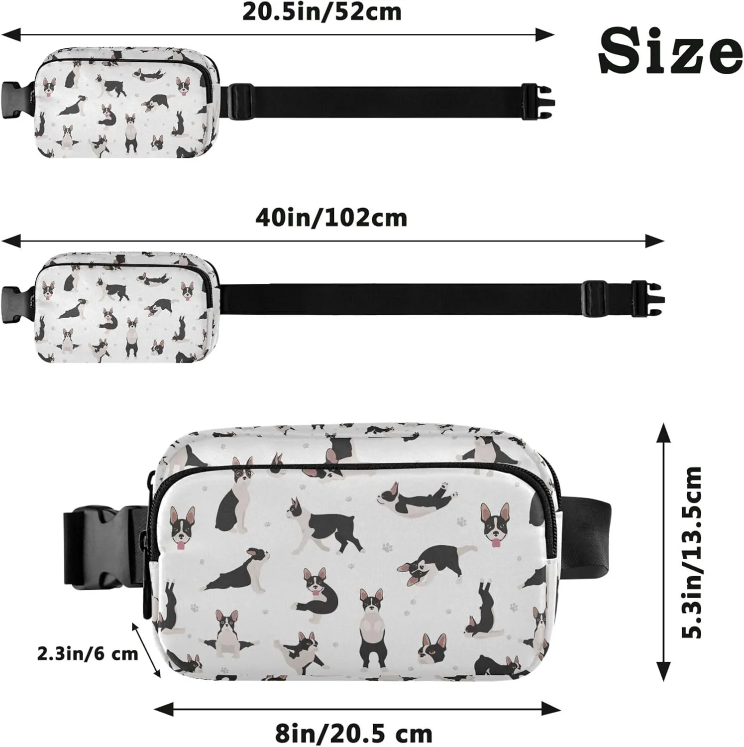 Boston Terrier Yoga Dog Womens Fanny Pack Anti Theft Belt Bag Waterproof Fashion Travel Waist Pouch