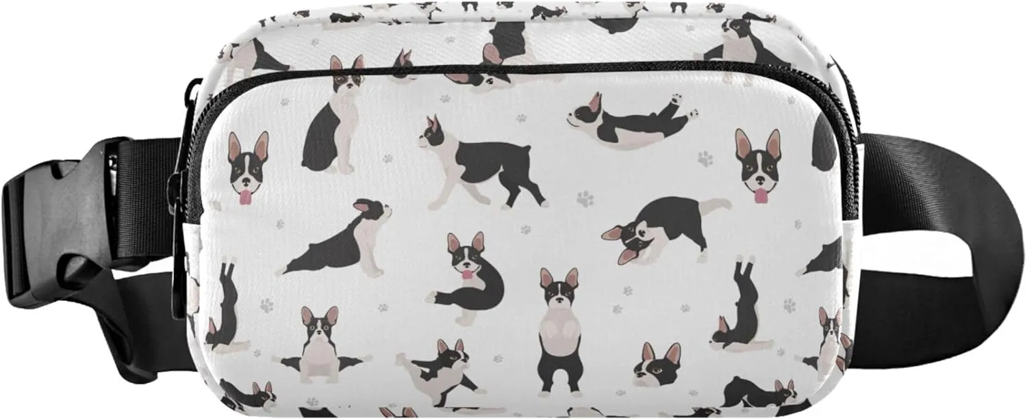 Boston Terrier Yoga Dog Womens Fanny Pack Anti Theft Belt Bag Waterproof Fashion Travel Waist Pouch