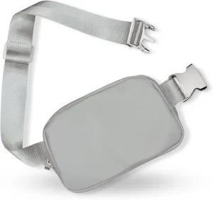 Boutique Belt Bag | Crossbody Bag Fanny Pack for Women Fashionable | Cute Mini Everywhere Bum Hip Waist Pack | Small Fashion Travel Chest Bag | Silver Accessories | Adjustable Small Strap | Stone