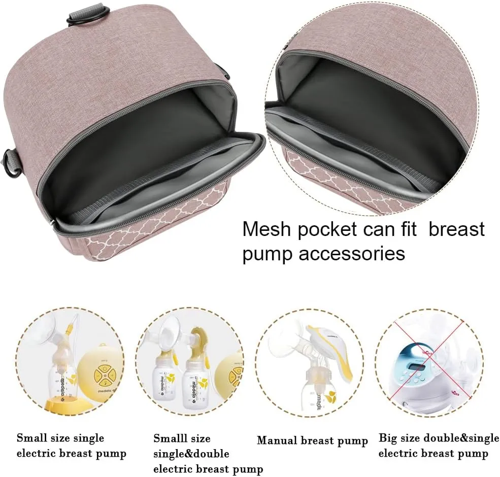 Breast Pump Bag Backpack - Cooler and Moistureproof Bag Double Layer for Mother Baby Bottle Breast Milk Pump Outdoor Working Backpack (Geometry Pink)