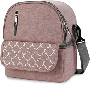 Breast Pump Bag Backpack - Cooler and Moistureproof Bag Double Layer for Mother Baby Bottle Breast Milk Pump Outdoor Working Backpack (Geometry Pink)