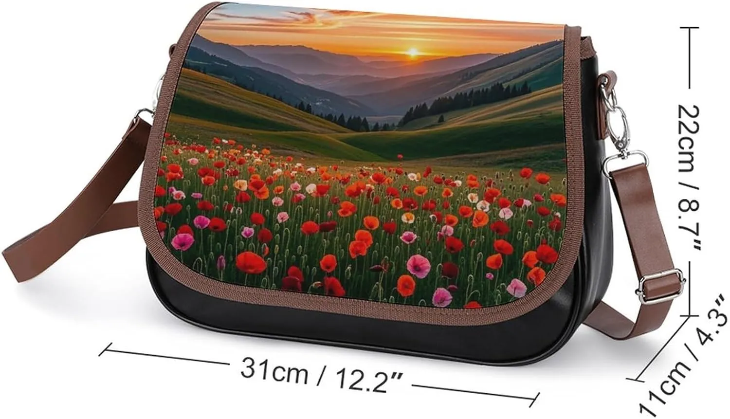 Brown Ginkgo Leaves Crossbody Bags for Women Travel Shoulder Bag Small Leather Cross Body Handbags