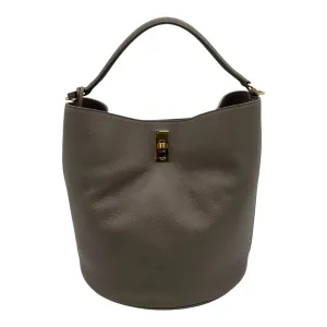 Bucket 16 Brown Top Handle Bag in Calfskin, Gold hardware