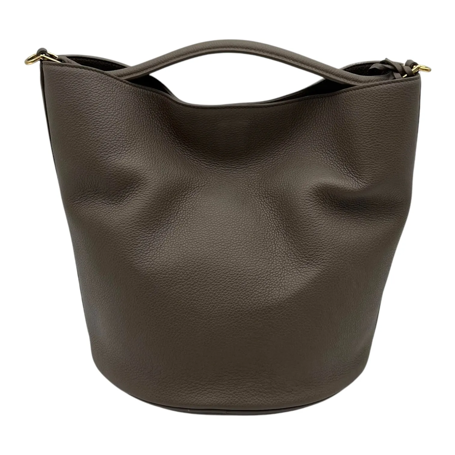 Bucket 16 Brown Top Handle Bag in Calfskin, Gold hardware