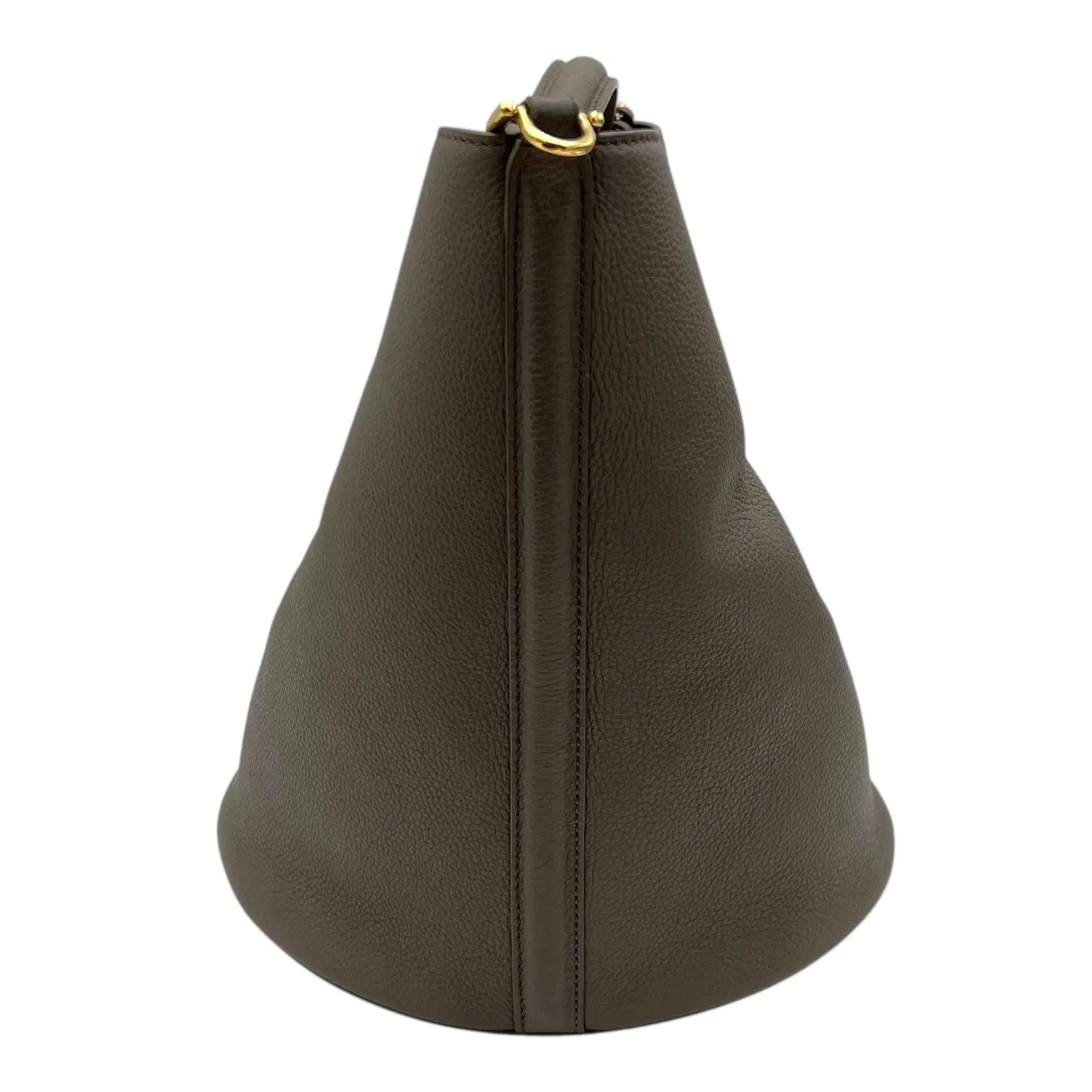 Bucket 16 Brown Top Handle Bag in Calfskin, Gold hardware