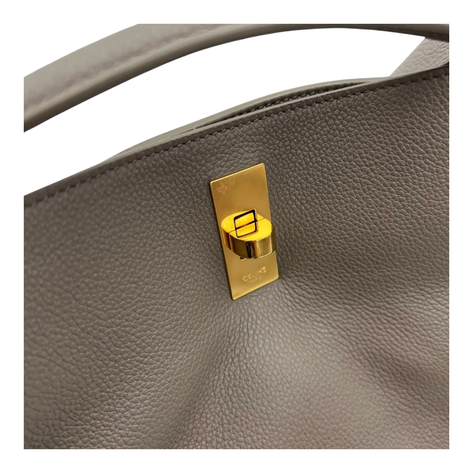 Bucket 16 Brown Top Handle Bag in Calfskin, Gold hardware