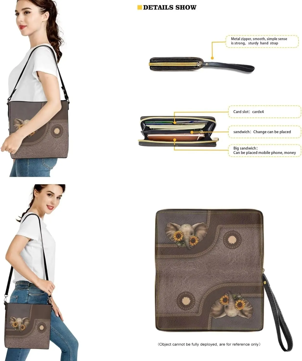 Bucket Crossbody Bag Set for Women Lady, Leather Purse and Wallet Set Large Bucket Bag with Wallet