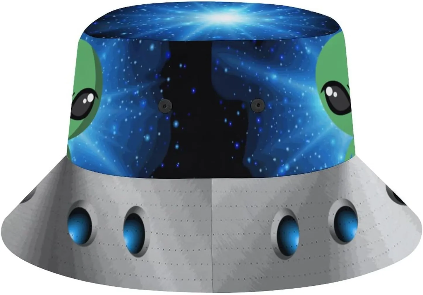 Bucket Hat Space Spacecraft UFO Trippy Alien Fashion Unisex Packable Travel Sun Caps Teens Women Men Novelty Outdoor Hats