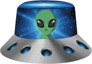 Bucket Hat Space Spacecraft UFO Trippy Alien Fashion Unisex Packable Travel Sun Caps Teens Women Men Novelty Outdoor Hats