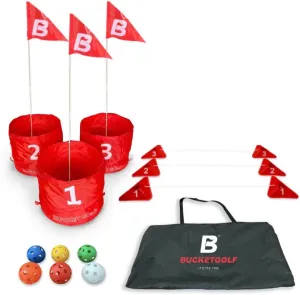 bucketgolf Game 3 Hole Starter Set - New Outdoor Yard Golf Game Levels Family, Adults, Kids, Party, Lawn, Camping, Beach