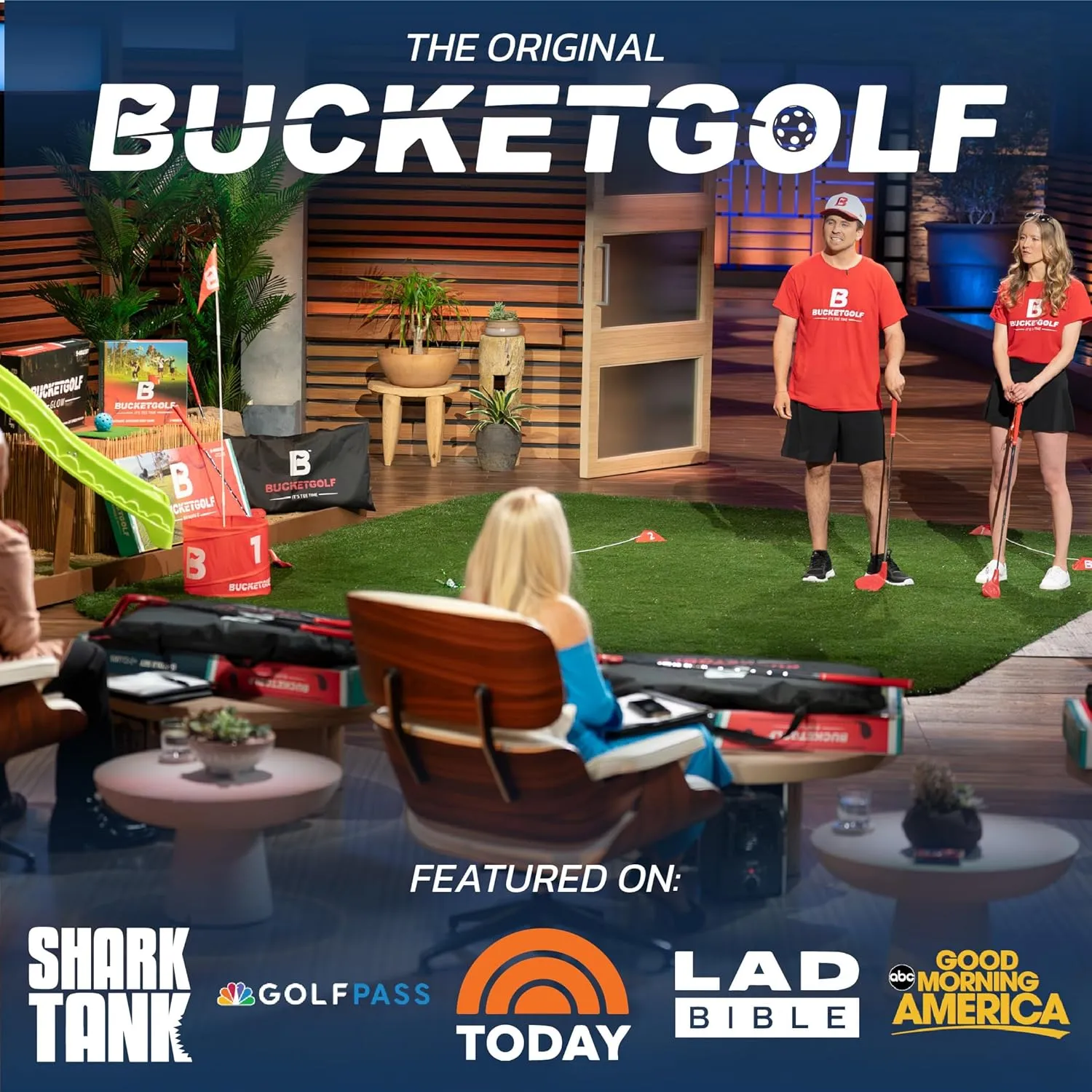 bucketgolf Original Game 3 Hole Travel Set with Clubs - #1 New Backyard Golf Game for The Yard and All Ages Adults and Kids. Beach, Park, School. (1 Right   1 Left Club)