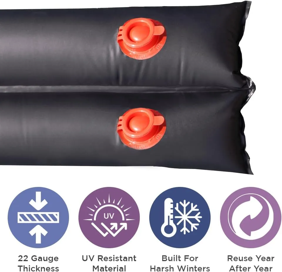 Buffalo Blizzard Black 10-Foot Long Double Chamber Water Bags | 12 Pack | 22-Gauge Heavy-Duty Vinyl Material | Secures Winter Cover to Rectangular Swimming Pools