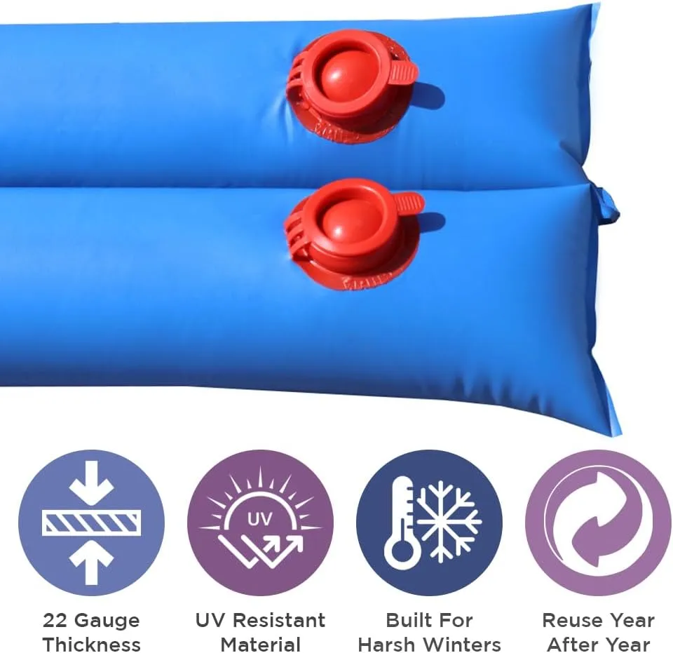 Buffalo Blizzard Blue 10-Foot Long Double Chamber Water Bags | 12 Pack | 22-Gauge Heavy-Duty Vinyl Material | Secures Winter Cover to Rectangular Swimming Pools
