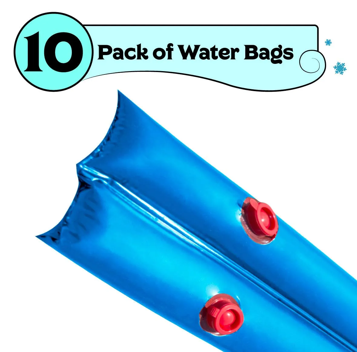 Buffalo Blizzard Blue 8-Foot Long Double Chamber Water Bag | 10 Pack | 22-Gauge Vinyl Material | Secures Winter Cover to Rectangular 12-Foot-by-24-Foot Swimming Pools