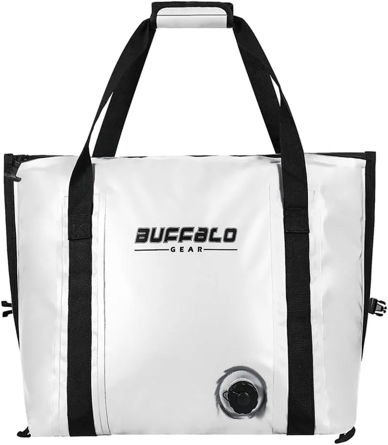 Buffalo Gear Insulated Fish Cooler - 27.5QT 58QT Waterproof Flat Bottom Bag, Leakproof and Fishing Kill Bag