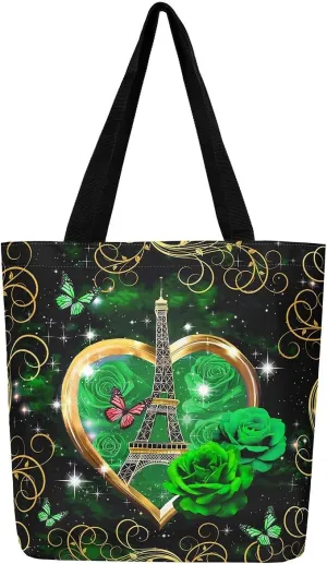 Butterfly Canvas Tote Bag for Women,Dreamy Butterflies Reusable Cloth Cotton Bags Watercolor Beetles Shoulder Bag