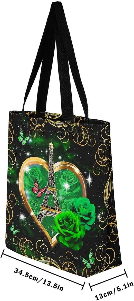 Butterfly Canvas Tote Bag for Women,Dreamy Butterflies Reusable Cloth Cotton Bags Watercolor Beetles Shoulder Bag